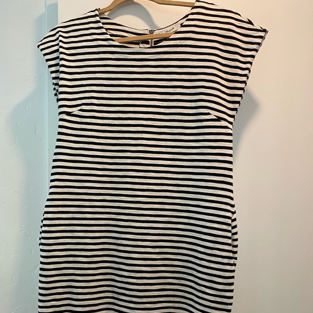 Madewell Short Cotton Stripe Dress with Zip Back